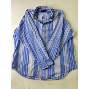 Ralph Lauren Blaire Mens XL Blue Striped Cotton Button Down Shirt Long Sleeve